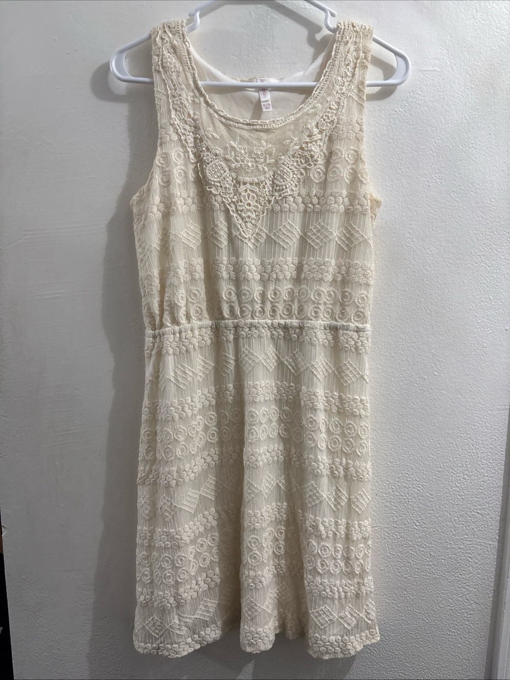 Xhilaration Girls Kids Cream Ivory Lace Midi Dress - Sleeveless Crochet Detail
